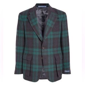 Polo Ralph Lauren Black Watch Plaid Virgin Wool Single Breasted Sport Coat